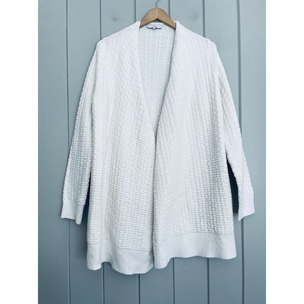Iro Cardigan Sweater XS Acrylic Blend Textured Open Front Long Sleeve Ivory